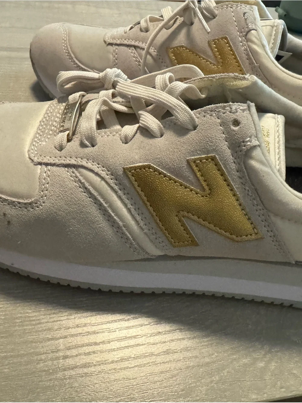New Balance White and Gold Women's Athletic Sneakers